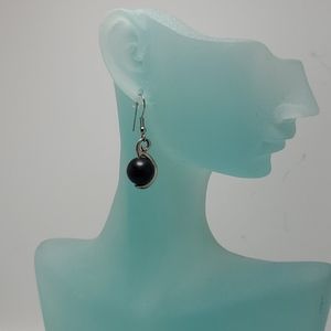 Black ball dangle earrings